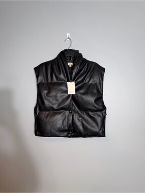 Elan Black Faux Leather Vest
